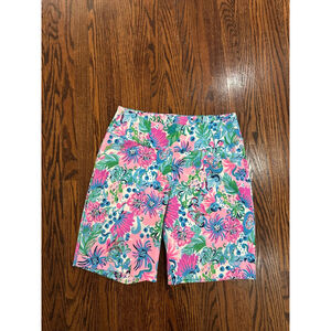 Women's Lilly Pulitzer Luxletic Shorts Size 2 Pink Blue Floral Print